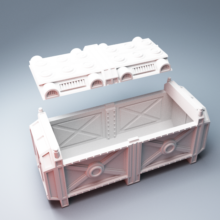 Corvus Games Terrain 3D printable sci-fi shipping containers 28mm for tabletop wargaming like Kill Team, Necromunda, 40k, Star Wars Legion, Deadzone, Warpath, Beyond the Gates of Antares, Infinity