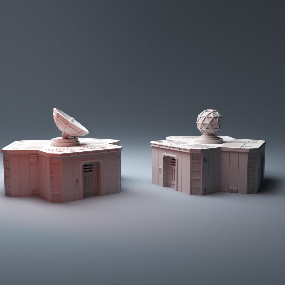 Corvus Games Terrain 3D printable scifi Command Module for Star Wars Legion, Infinity, Star Breach, Stargrave, 40k, Necromunda tabletop gaming terrain modular comms and radar tower