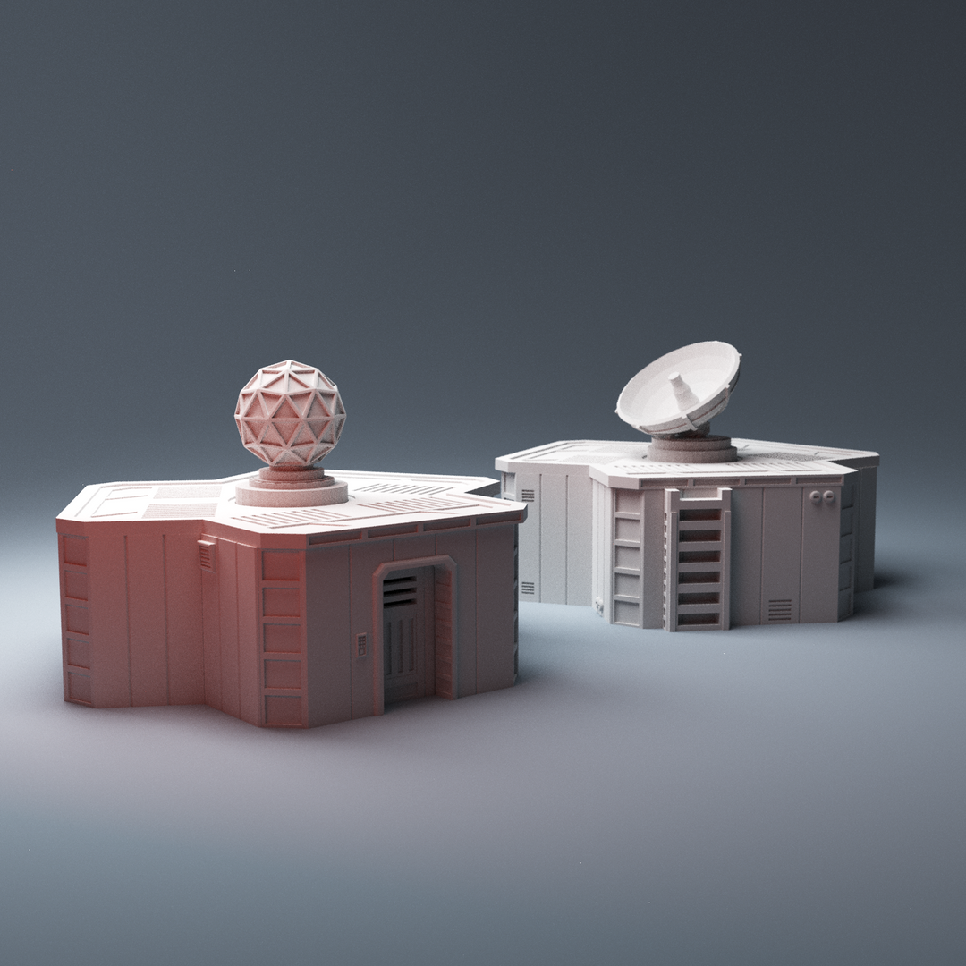 Corvus Games Terrain 3D printable scifi Command Module for Star Wars Legion, Infinity, Star Breach, Stargrave, 40k, Necromunda tabletop gaming terrain modular comms and radar tower