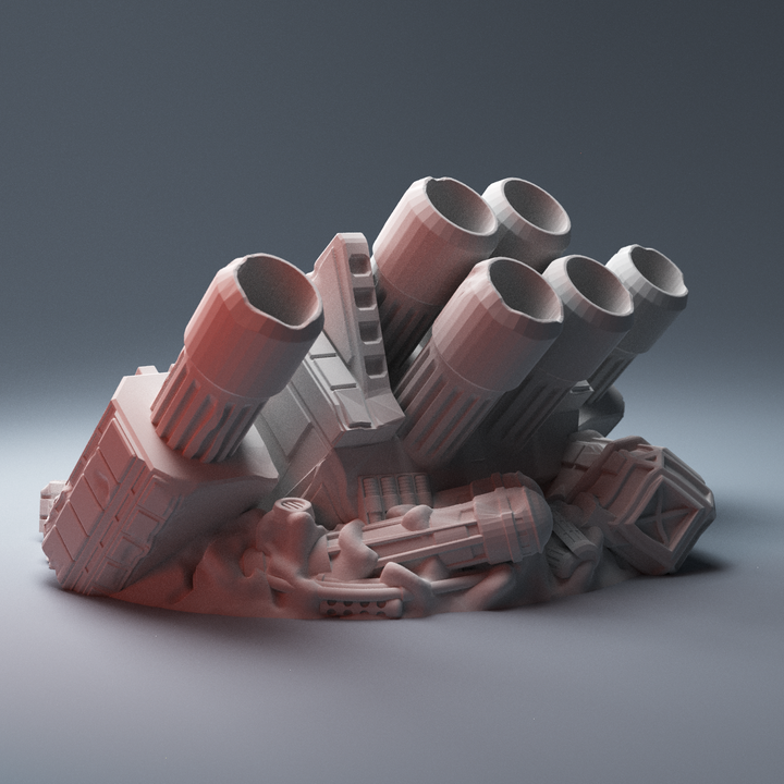 Corvus Games Terrain 3D printable scifi Crashed DX235 Freighter Ship for 28mm - 40mm tabletop miniatures wargaming