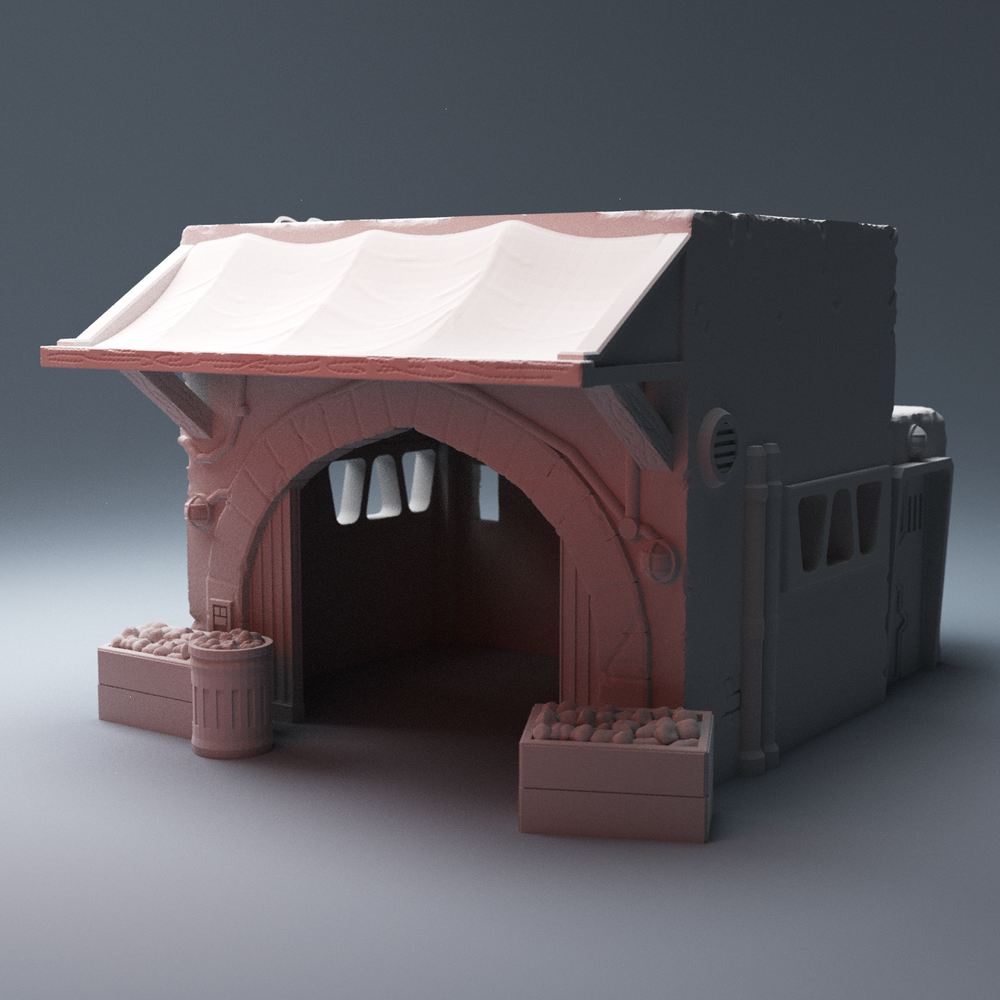 Corvus Games Terrain 3D printable scifi Desert Marketstall for Star Wars Legion, Infinity, Star Breach, Stargrave, 40k, Necromunda modular walls 28mm tabletop wargaming terrain