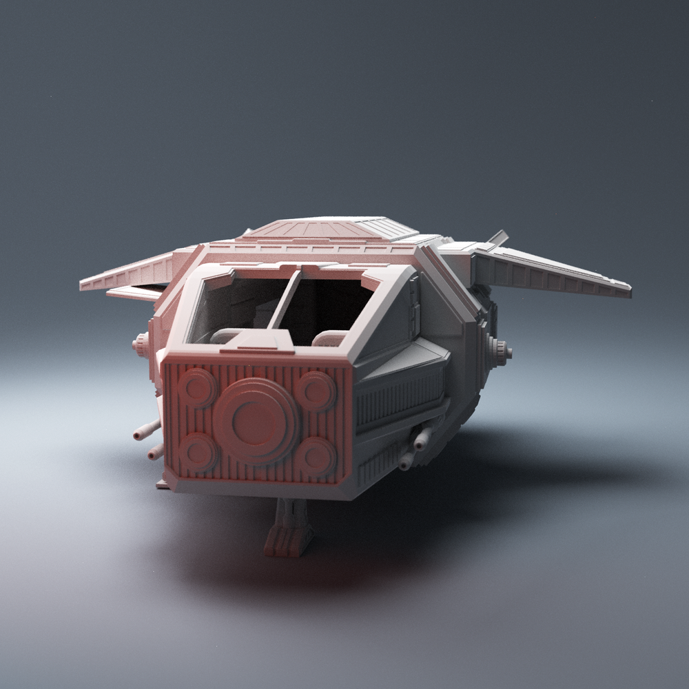 Corvus Games Terrain 3D printable scifi Grannas class shuttle for tabletop miniatures