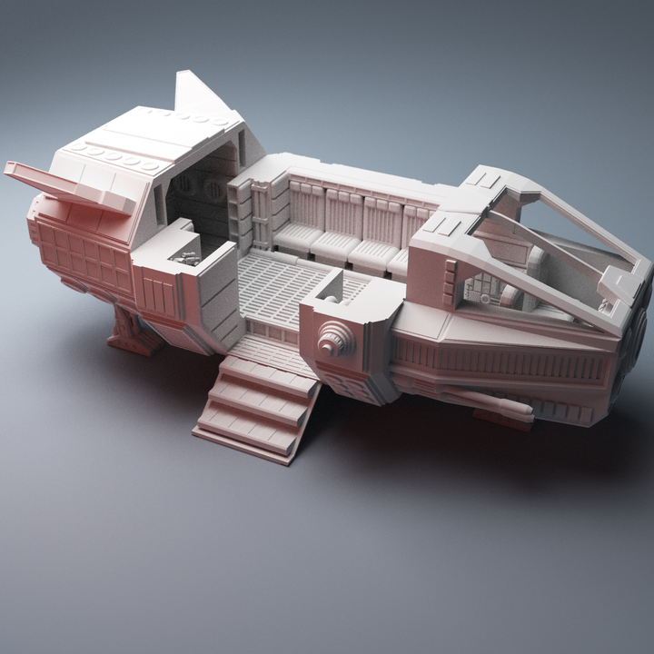 Corvus Games Terrain 3D printable scifi Grannas class shuttle for tabletop miniatures