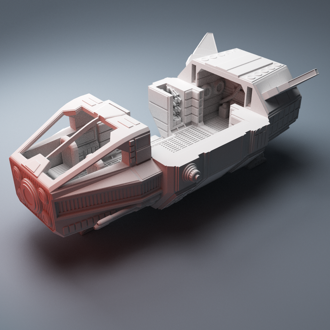 Corvus Games Terrain 3D printable scifi Grannas class shuttle for tabletop miniatures