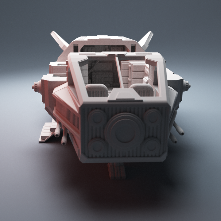Corvus Games Terrain 3D printable scifi Grannas class shuttle for tabletop miniatures