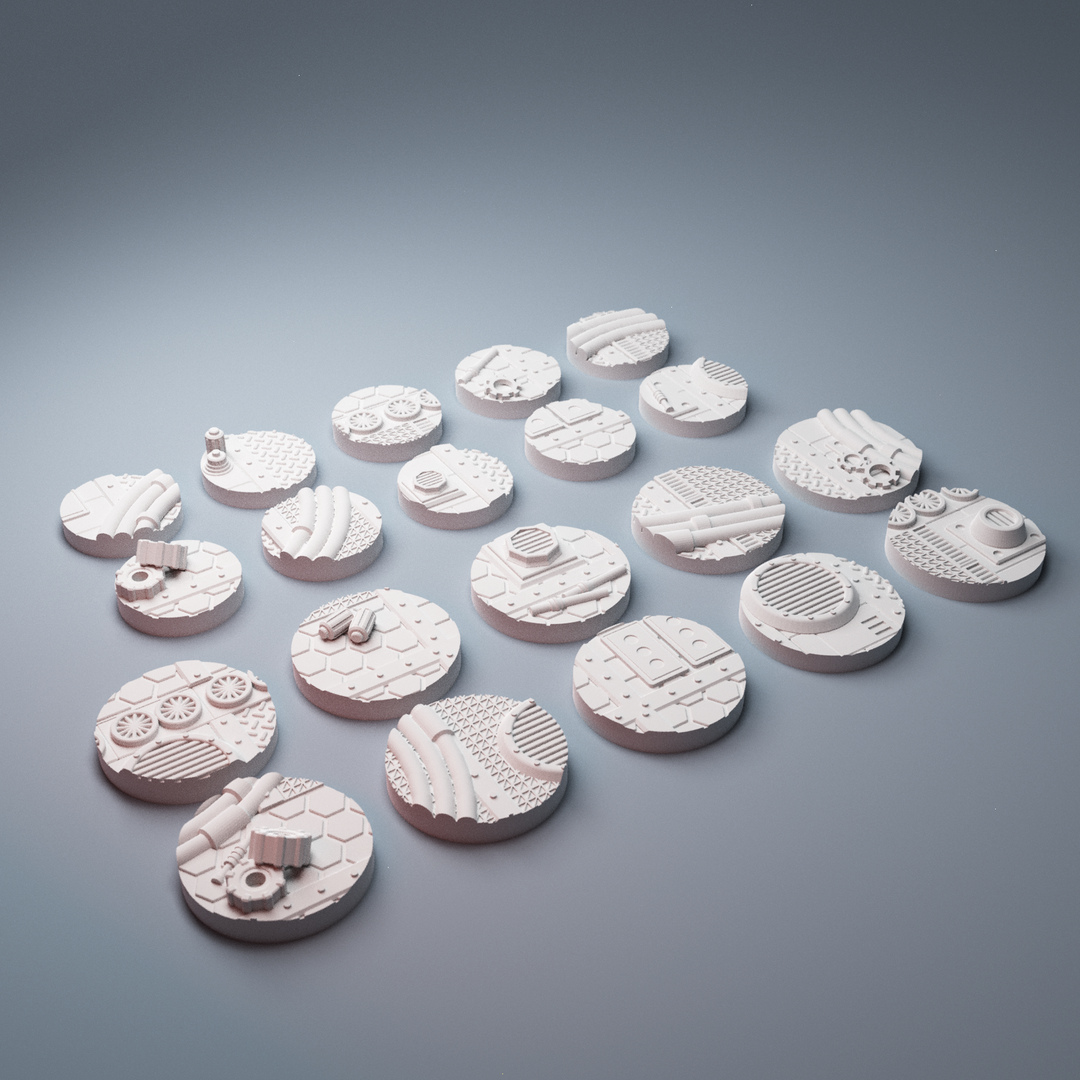 Corvus Games Terrain 3D printable scifi Mumhan Industrial District bases for 28mm - 32mm tabletop miniatures