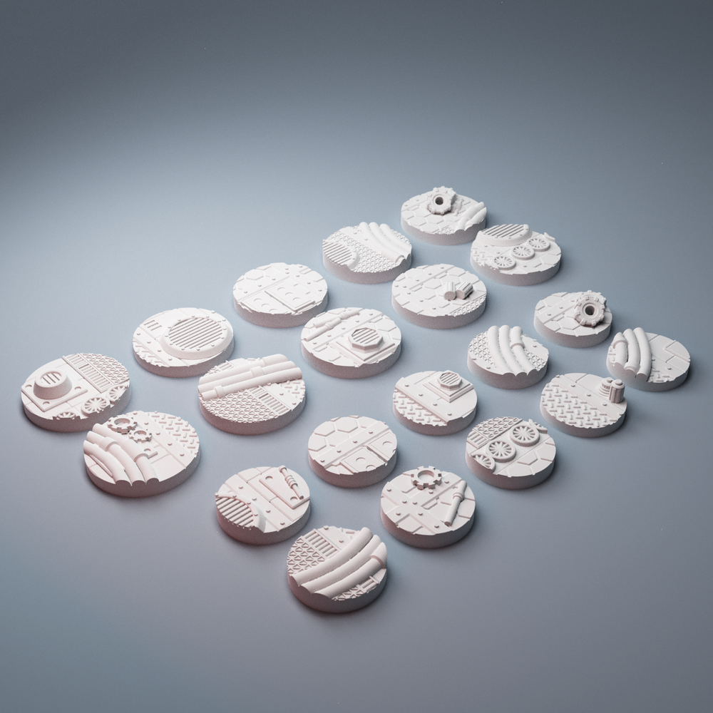 Corvus Games Terrain 3D printable scifi Mumhan Industrial District bases for 28mm - 32mm tabletop miniatures