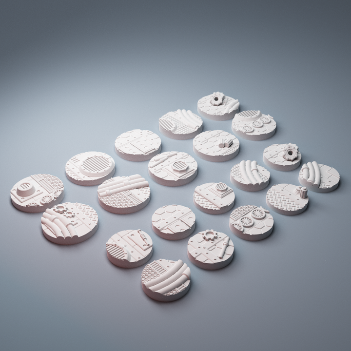 Corvus Games Terrain 3D printable scifi Mumhan Industrial District bases for 28mm - 32mm tabletop miniatures