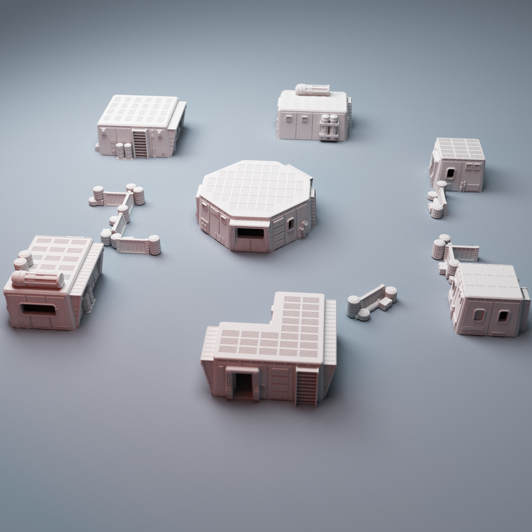 Corvus Games Terrain 3D printable scifi Starport Uladh for 28mm - 40mm tabletop miniatures wargaming