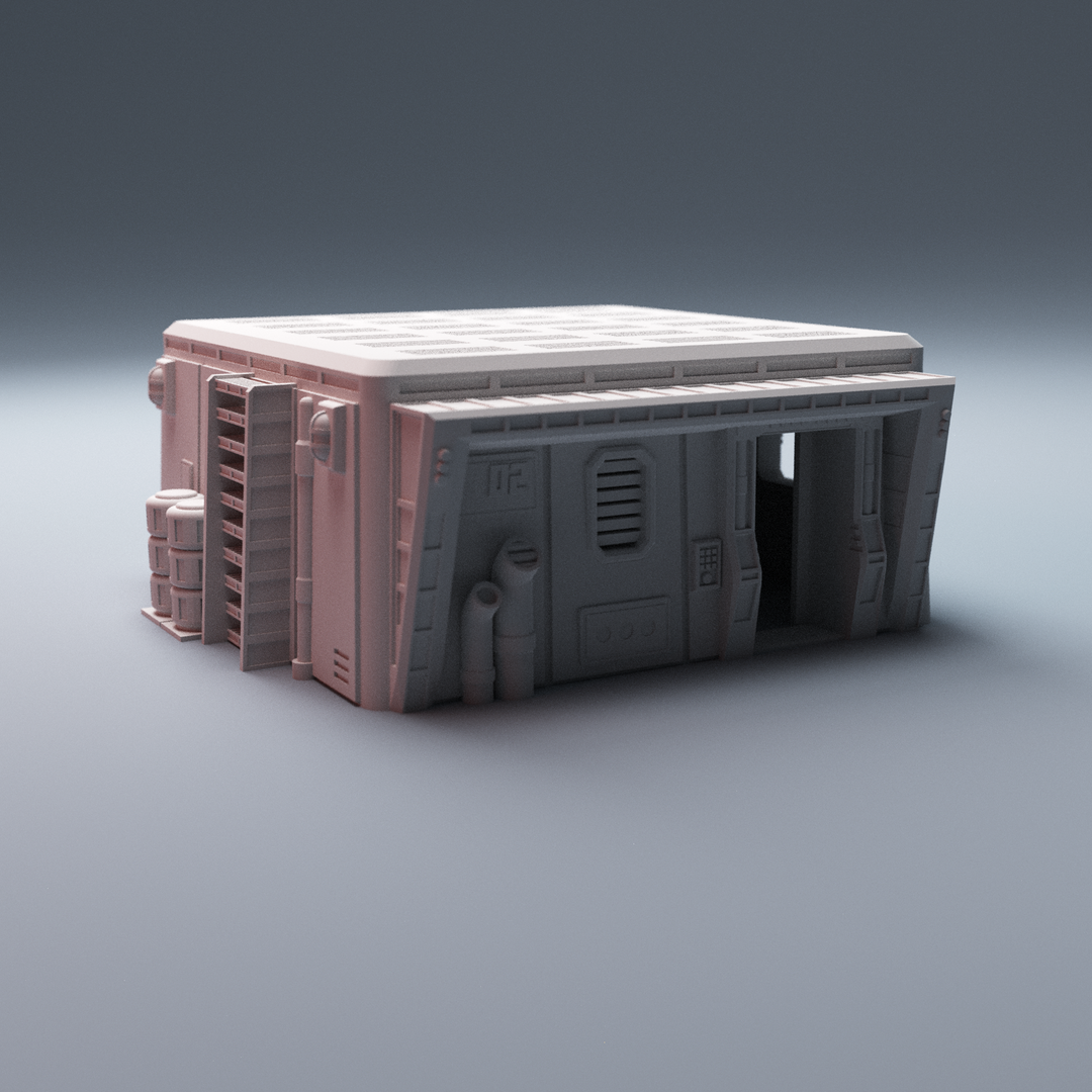 Corvus Games Terrain 3D printable scifi Starport Uladh for 28mm - 40mm tabletop miniatures Building Type B