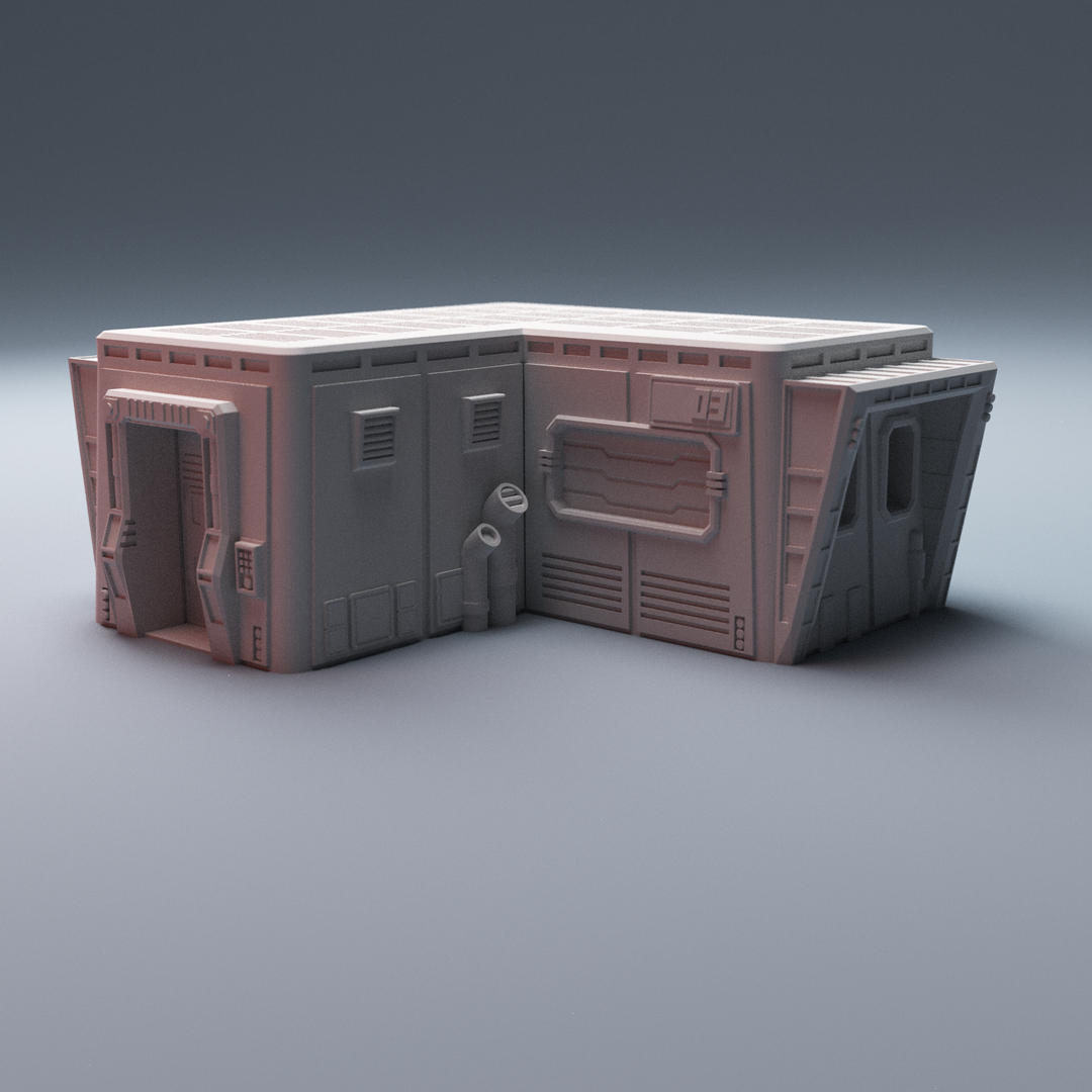 Corvus Games Terrain 3D printable scifi Starport Uladh for 28mm - 40mm tabletop miniatures Building Type C
