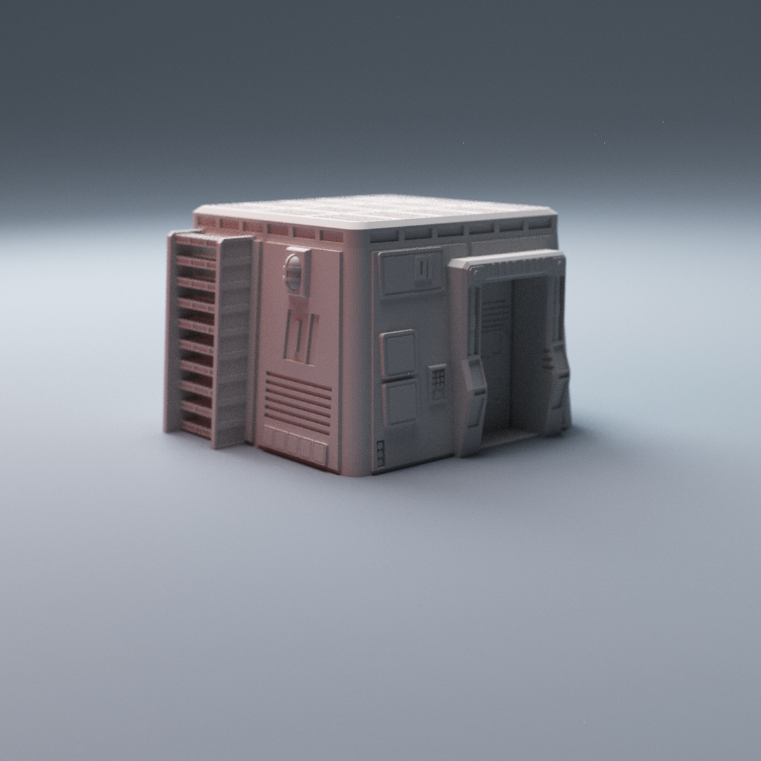 Corvus Games Terrain 3D printable scifi Starport Uladh for 28mm - 40mm tabletop miniatures Building Type E