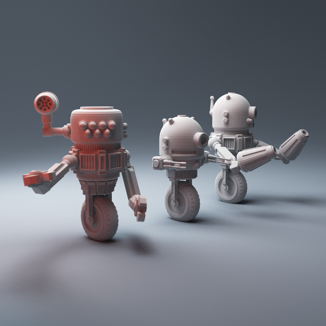 Corvus Games Terrain 3D printable scifi Hoverbotz robots droids for 28mm - 40mm tabletop miniatures wargames compatible with Legion, Starbreach, Stargrave