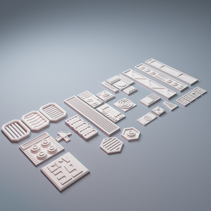 Corvus Games Terrain 3D printable scifi greebles for adding interest to structures for 28mm - 34mm tabletop miniatures wargames
