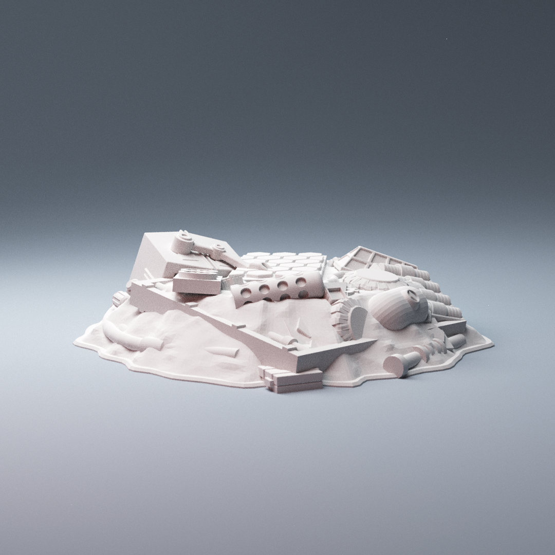 Corvus Games Terrain 3D printable scifi junk piles for 28mm - 40mm tabletop miniatures wargames compatible with Legion, Starbreach, Stargrave