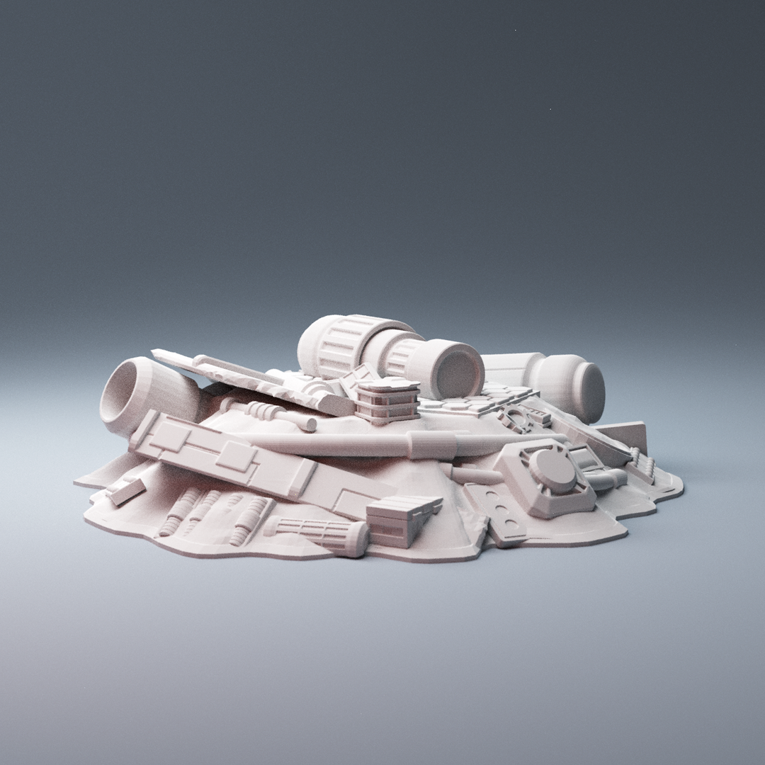 Corvus Games Terrain 3D printable scifi junk piles for 28mm - 40mm tabletop miniatures wargames compatible with Legion, Starbreach, Stargrave