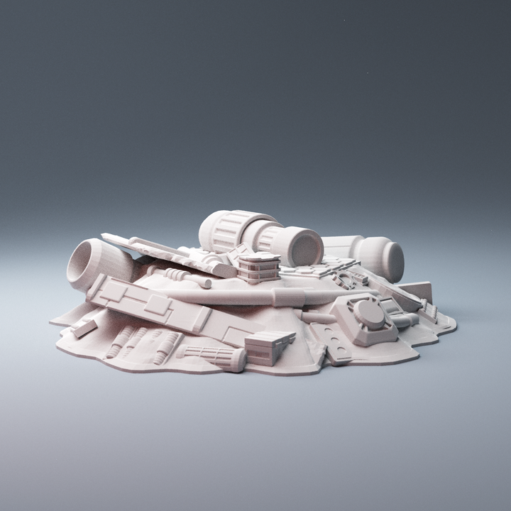 Corvus Games Terrain 3D printable scifi junk piles for 28mm - 40mm tabletop miniatures wargames compatible with Legion, Starbreach, Stargrave