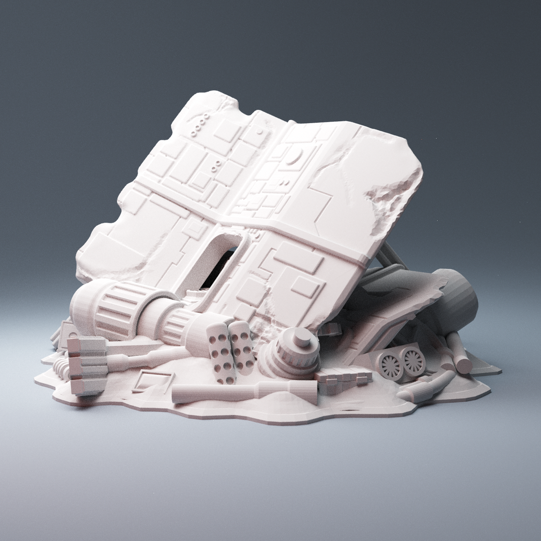 Corvus Games Terrain 3D printable scifi junk piles for 28mm - 40mm tabletop miniatures wargames compatible with Legion, Starbreach, Stargrave