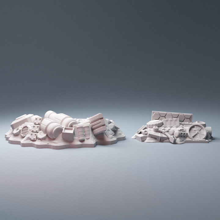 Corvus Games Terrain 3D printable scifi junk piles for 28mm - 40mm tabletop miniatures wargames compatible with Legion, Starbreach, Stargrave