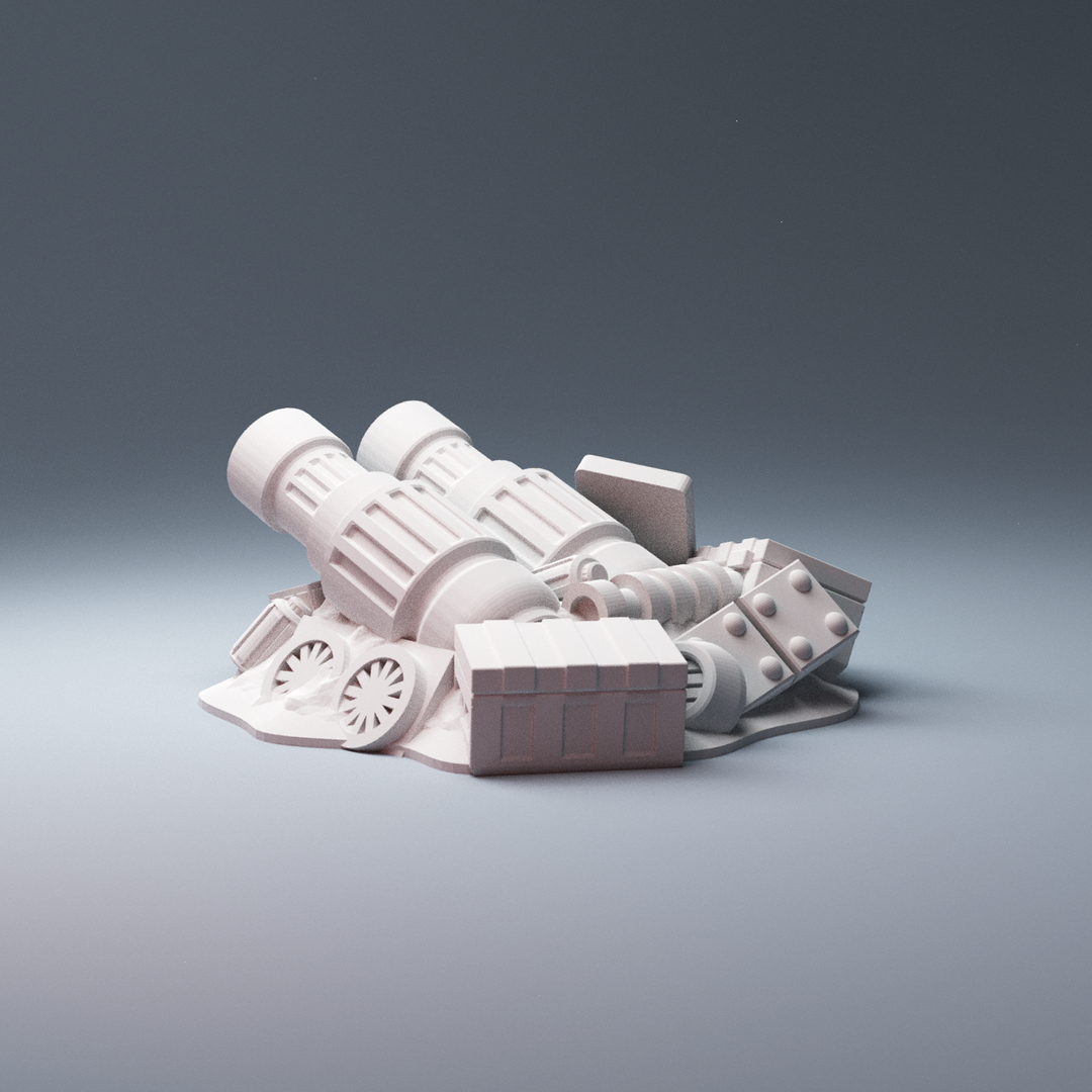 Corvus Games Terrain 3D printable scifi junk piles for 28mm - 40mm tabletop miniatures wargames compatible with Legion, Starbreach, Stargrave