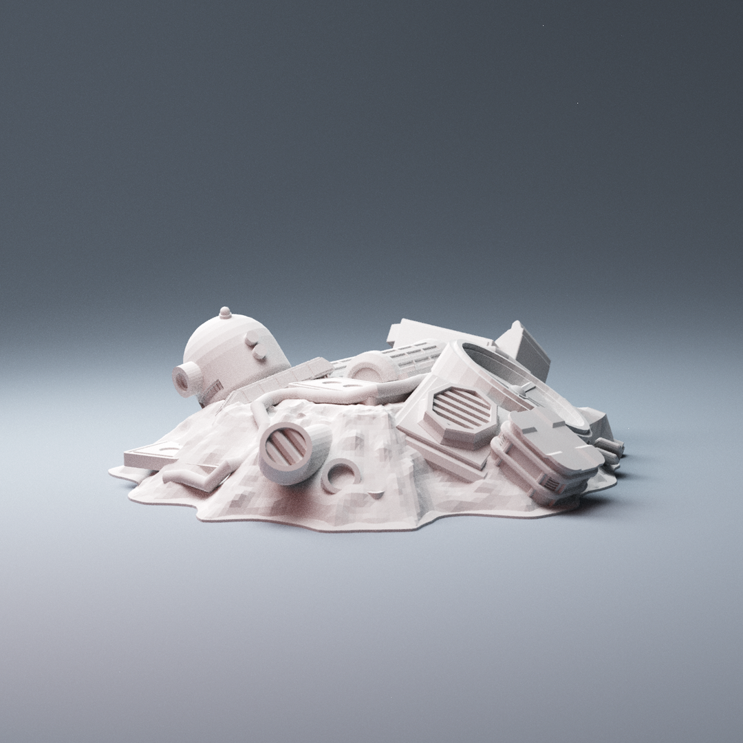 Corvus Games Terrain 3D printable scifi junk piles for 28mm - 40mm tabletop miniatures wargames compatible with Legion, Starbreach, Stargrave