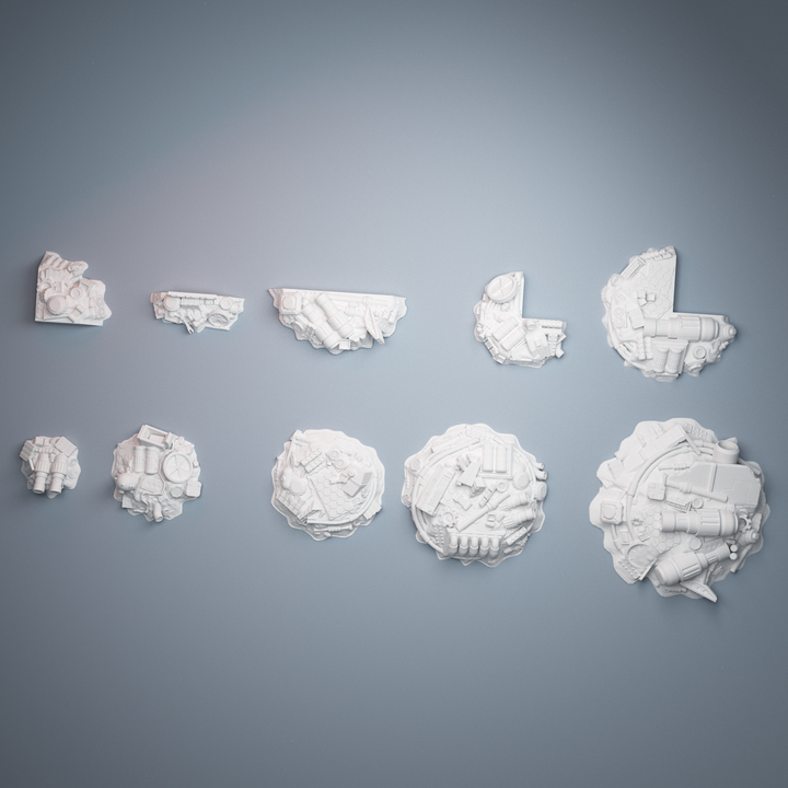 Corvus Games Terrain 3D printable scifi junk piles for 28mm - 40mm tabletop miniatures wargames compatible with Legion, Starbreach, Stargrave