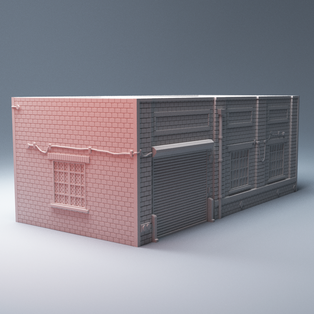 Corvus Games Terrain 3D printable urban Warehouse for Marvel Crisis Protocol, Fallout, The Walking Dead 28mm tabletop wargaming
