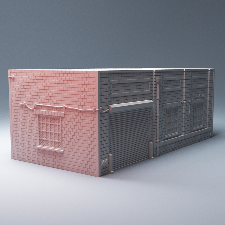 Corvus Games Terrain 3D printable urban Warehouse for Marvel Crisis Protocol, Fallout, The Walking Dead 28mm tabletop wargaming