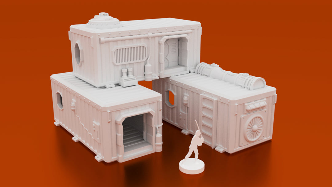 Corvus Games Terrain 3D printable Underhive Container Hab Buildings in 28mm for Warhammer 40K, Kill Team, Necromunda, Star Wars Legion and Infinity, This Is Not A Test