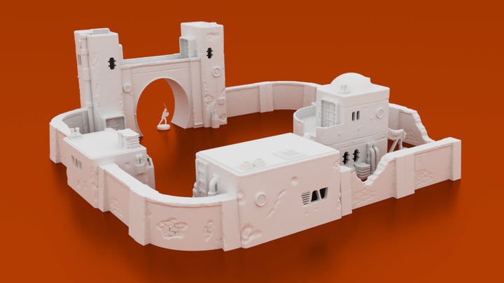 Corvus Games Terrain 3D printable Jedha scenery from Rogue One, junk dealers compound for Star Wars Legion tabletop wargame