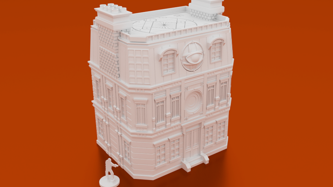 Corvus Games Terrain 3D printable Mystical House for urban games like Fallout, The Walking Dead, This Is Not a Test, Marvel Crisis Protocol, Last Days Doctor Strange Bleecker Street