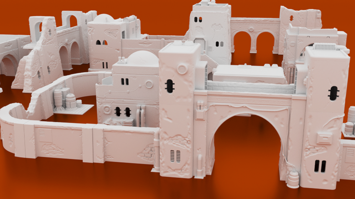 Corvus Games Terrain 3D printable Pilgrim City Building bundle for Star Wars Legion wargaming