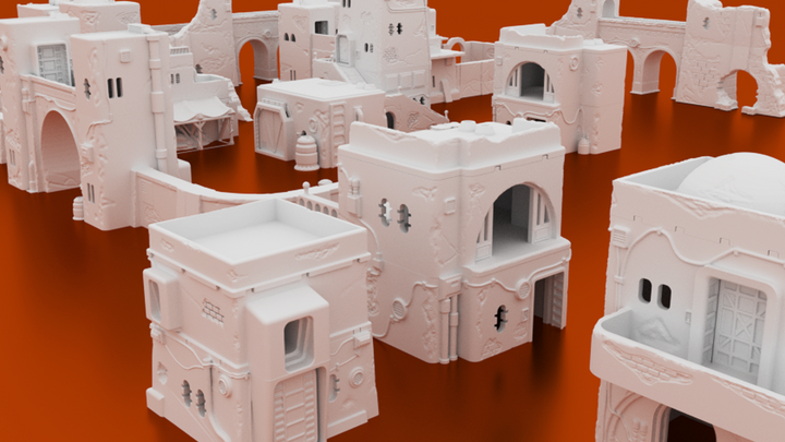 Corvus Games Terrain 3D printable Pilgrim City Building bundle for Star Wars Legion wargaming