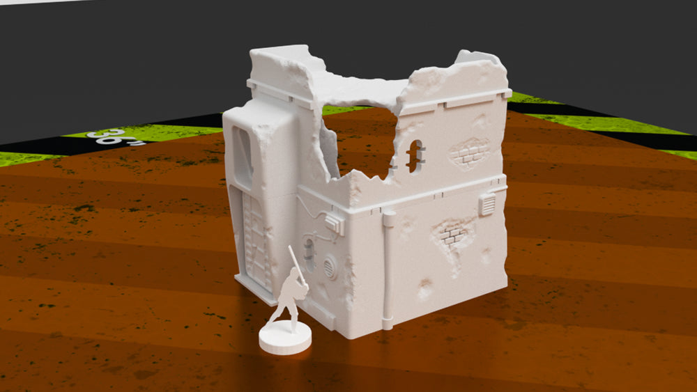 Corvus Games Terrain 3D printable Pilgrim City ruined building for Jedha in Star Wars Legion 34mm tabletop miniatures game