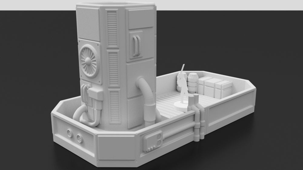 Corvus Games Terrain 3D printable Pumping Station Dice Tower for Star Wars Legion, Necromunda, Warhammer 40000 and Infinity