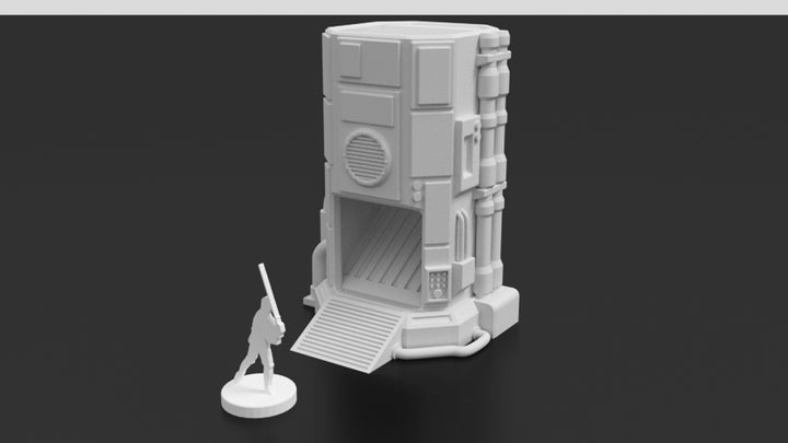 Corvus Games Terrain 3D printable Pumping Station Dice Tower for Star Wars Legion, Necromunda and Warhammer 40K