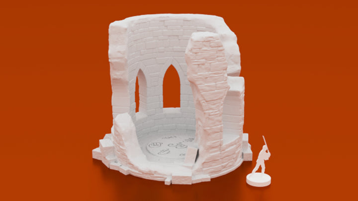 Corvus Games Terrain 3D printable Ruined Wizards Tower for Fantasy 28mm wargames like Warhammer Age of Sigmar, Frostgrave