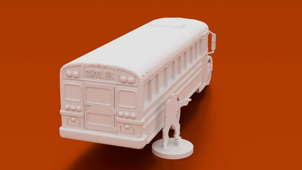 Corvus Games Terrain 3D printable School Bus for urban games like Fallout, The Walking Dead, This Is Not a Test, Marvel Crisis Protocol, Last Days 28mm modern urban