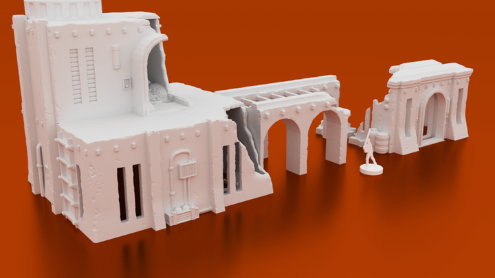 Corvus Games Terrain 3D printable Star Wars Legion scenery Kaarsohns Refuge compound ruins