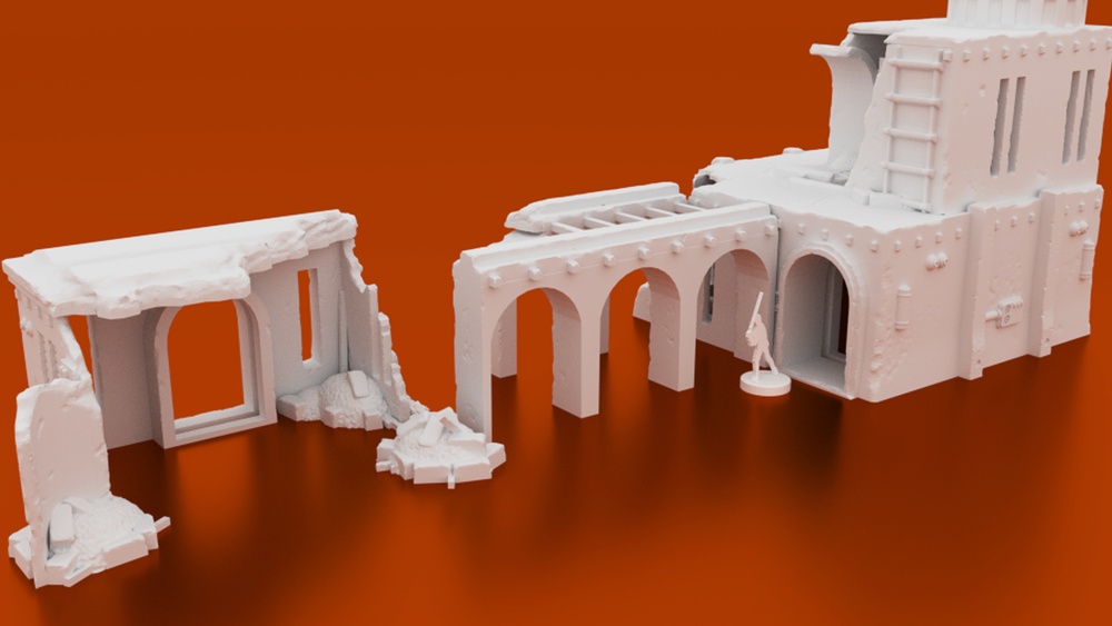 Corvus Games Terrain 3D printable Star Wars Legion scenery Kaarsohns Refuge compound ruins