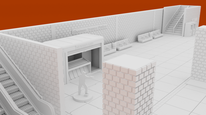 Corvus Games Terrain 3D printable Subway Underground Metro Platform for 28mm - 40mm urban games