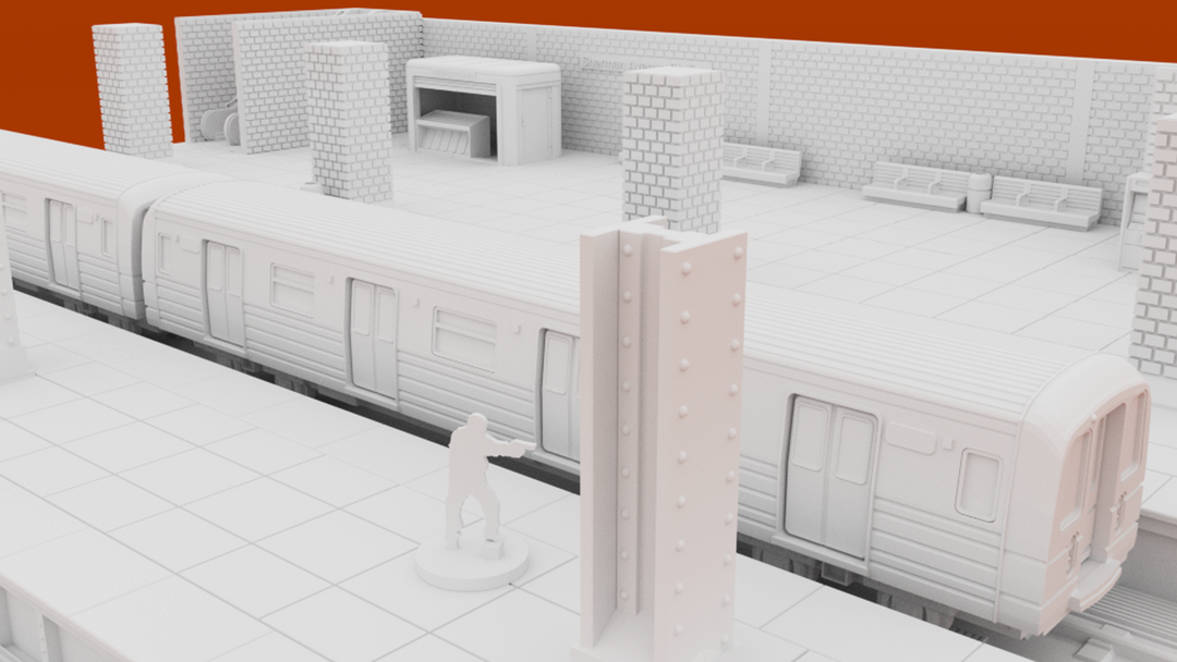 Corvus Games Terrain 3D printable Subway Underground Metro Platform for 28mm - 40mm urban games