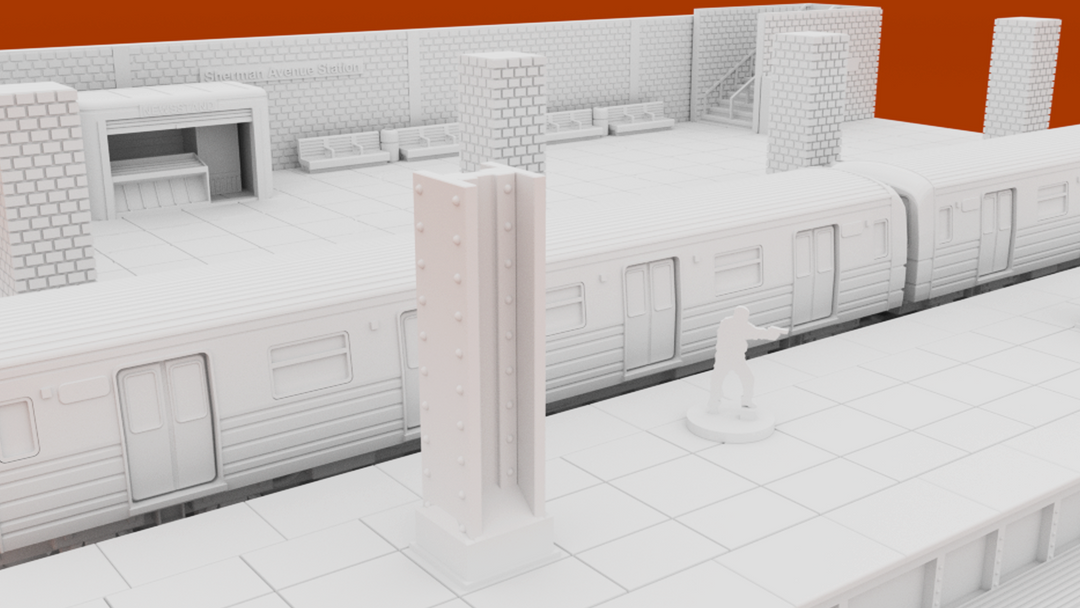 Corvus Games Terrain 3D printable Subway Underground Metro Platform for 28mm - 40mm urban games