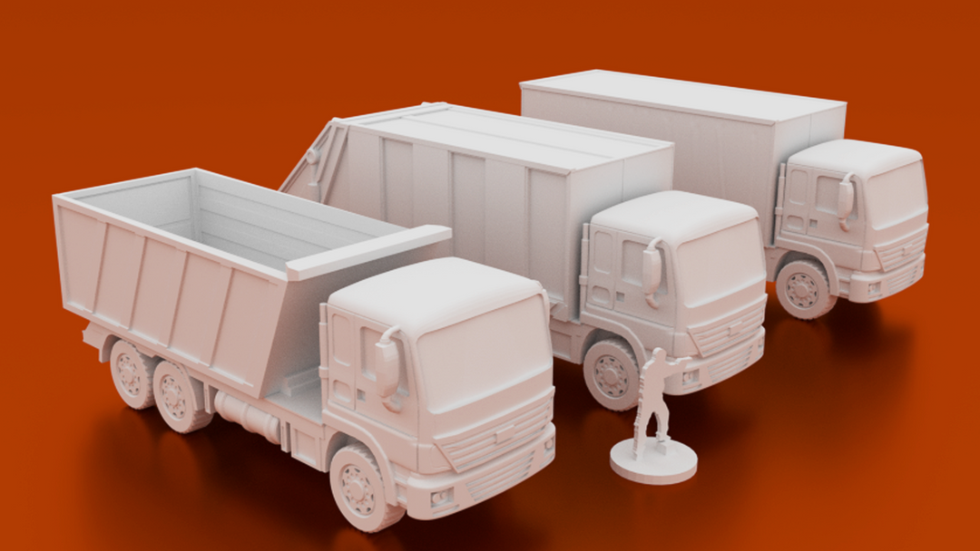 Corvus Games Terrain 3D printable Truck terrain bundle for urban games like Fallout, The Walking Dead, This Is Not a Test, Marvel Crisis Protocol, Last Days