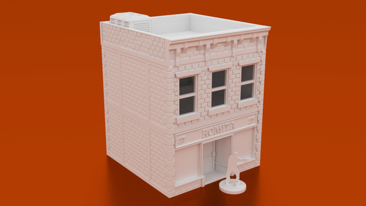 Corvus Games Terrain 3D printable Urban post apocalyptic shop and apartment for 28mm tabletop wargaming like Last Days, Fallout, This Is Not A Test, The Walking Dead All Out War, Marvel Crisis Protocol