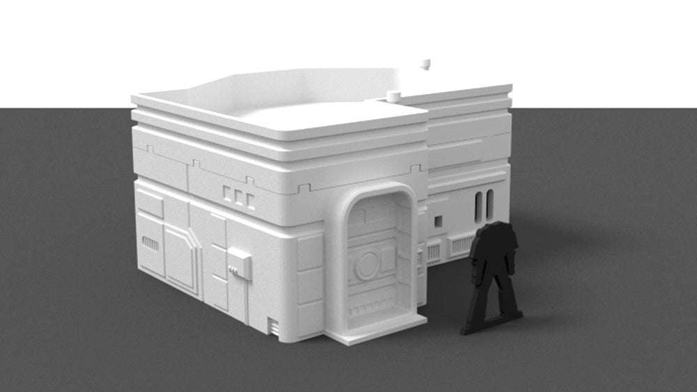 Corvus Games Terrain 3D printable medium size city house for Star Wars Legion, Infinity, and Warhammer 40k