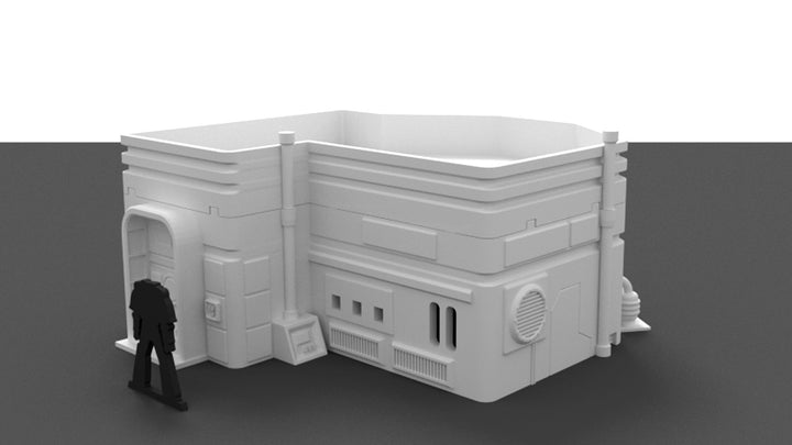 Corvus Games Terrain 3D printable medium size city house for Star Wars Legion, Infinity, and Warhammer 40k