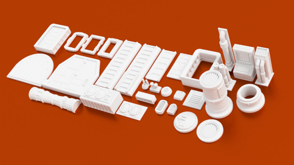 Corvus Games Terrain 3D printable scifi greebles for scratch built terrain for Star Wars Legion, Infinity, Warhammer 40k and Kill Team