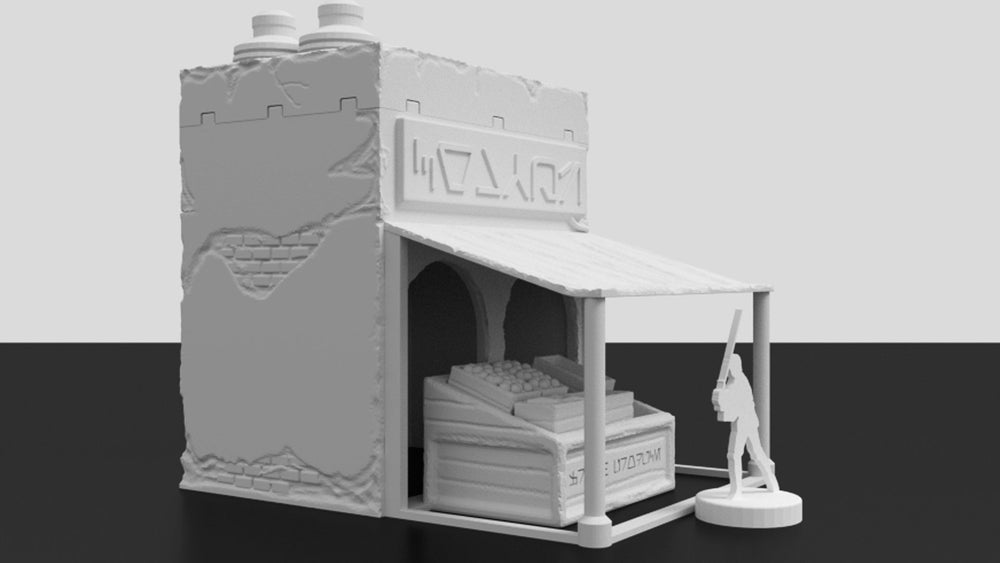 Corvus Games Terrain 3D printed Jedha themed Market Stall tabletop scenery for Star Wars Legion Pilgrim City