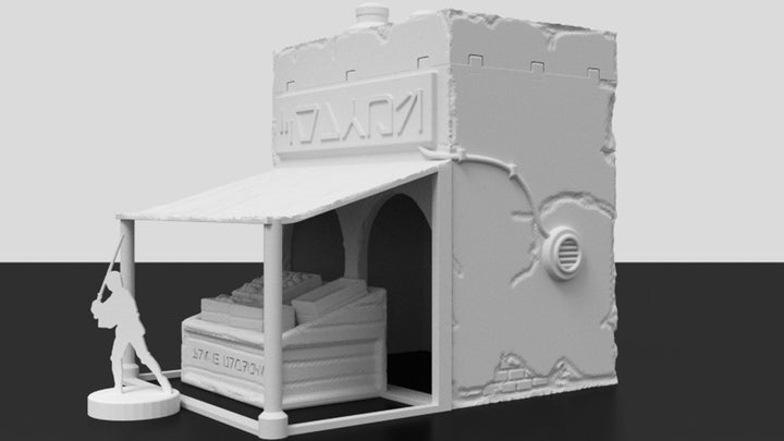 Corvus Games Terrain 3D printed Jedha themed Market Stall tabletop scenery for Star Wars Legion Pilgrim City